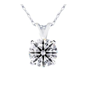 Nearly 1 Carat Round Shape Lab Grown Diamond Solitaire Necklace In 14K White Gold