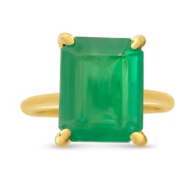 Previously Owned 3 Carat 11x9mm Emerald Cut Emerald Ring In 14K Yellow Gold, Size 6.5