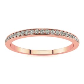 1/10ct Micropave Moissanite Band in 14k Rose Gold, Size 7