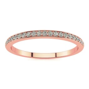 1/10ct Micropave Moissanite Band in 14k Rose Gold, Size 7