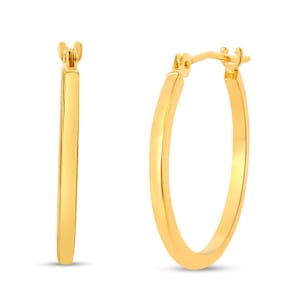14 Karat Yellow Gold Square Tube Hoop Earrings, 20MM