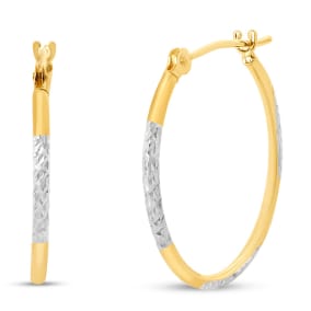 14 Karat Yellow Gold Diamond Cut Hoop Earrings, 20MM