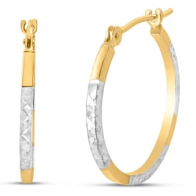 14 Karat Yellow Gold Diamond Cut Hoop Earrings, 20MM