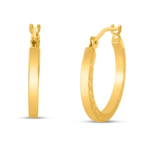 14 Karat Yellow Gold Satin Hoop Earrings, 16MM
