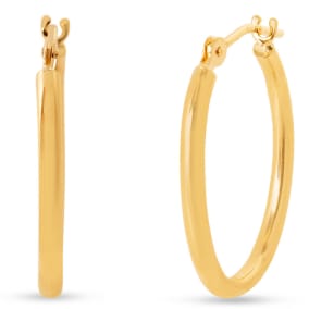 14 Karat Yellow Gold Classic Hoop Earrings, 20x15MM