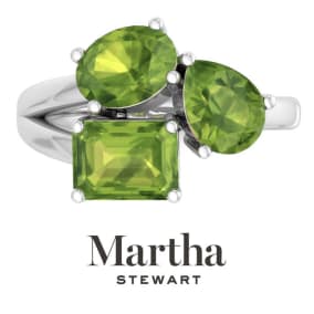 Martha Stewart 3 3/4 Carat Peridot Three Stone Cluster Ring In Sterling Silver