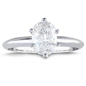 Estate Jewelry 1 Carat Oval Shape Cheap Natural Diamond Ring In 14K White Gold. Pretty Diamond.