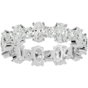 Previously Owned Eternity Ring Size 7.5 3 1/2 Carat Oval and Round Moissanite Eternity Ring In 14 Karat White Gold