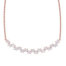 Previously Owned 1 Carat Moissanite Cluster Bar Necklace In 14 Karat Rose Gold, 18 Inches