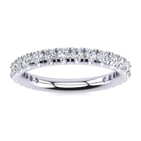 Previously Owned 0.90 Carat Diamond Wedding Band in 14 Karat White Gold