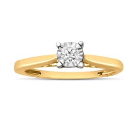 Cheap Engagement Rings, 1/4 Carat Round Shape Diamond Solitaire Ring In 14K Yellow Gold