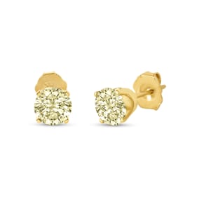 Previously Owned 1 Carat Fancy Yellow Diamonds Stud Earrings In 10 Karat Yellow Gold - VERY RARE FIND!