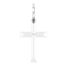 14 Karat White Gold Tailored-Edge Cross Necklace, 18x9mm