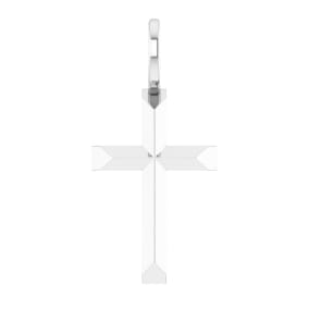 Sterling Silver Tailored-Edge Cross Necklace, 18x9mm