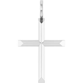 14 Karat White Gold Tailored-Edge Cross Necklace, 23x13mm