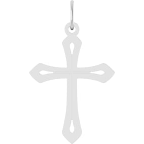 14 Karat White Gold Cross Necklace, 25x15mm