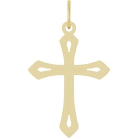 14 Karat Yellow Gold Cross Necklace, 25x15mm