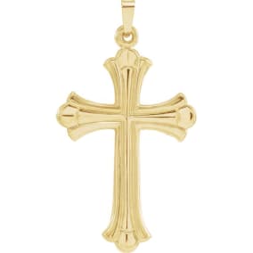 14 Karat Yellow Gold Cross Necklace, 40x22mm