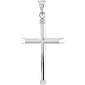 14 Karat White Gold Cross Necklace, 33x19mm