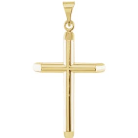 14 Karat Yellow Gold Cross Necklace, 33x19mm