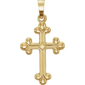 14 Karat Yellow Gold Greek Cross Necklace, 27x14mm