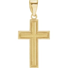 14 Karat Yellow Gold Cross Necklace, 20x13mm
