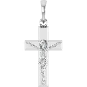 14 Karat White Gold Crucifix Necklace, 24x10mm