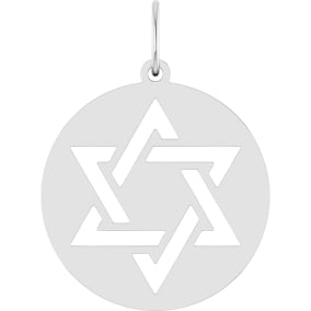 14 Karat White Gold Star Of David Necklace, 20x15mm