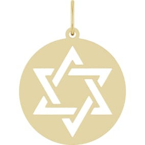 14 Karat Yellow Gold Star Of David Necklace, 20x15mm