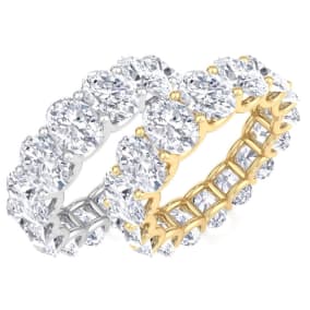 8-9 Carat Oval Shape Lab Grown Diamond Eternity Ring In 14 Karat White Gold and Yellow Gold