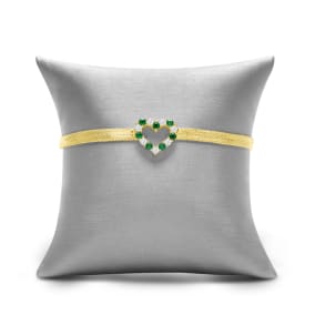 Previously Owned Heart Shape Emerald-Green Spinel And White CZ Gemstone Bracelet, 7-8" 