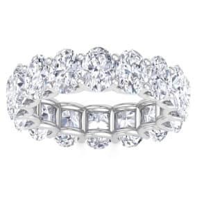 7 1/2 Carat Oval Shape Lab Grown Diamond Eternity Ring In 14 Karat White Gold, Ring Size 4.5