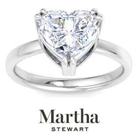 Martha Stewart 3 Carat Heart Shape Lab Grown Diamond Solitaire Engagement Ring In 14K White Gold