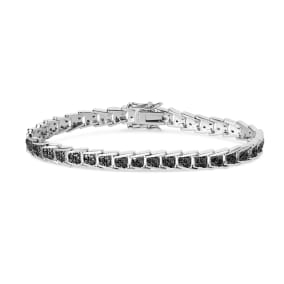 1 Carat Black Diamond Bracelet In Platinum Overlay, 7 Inches.  Beautiful Style That Everyone Loves!