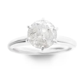 Estate Jewelry 2-1/4 Carat Round Diamond Solitaire Engagement Ring In 14K White Gold, Size 6