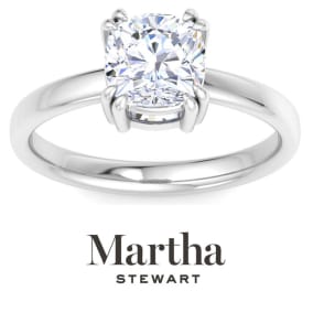 Martha Stewart 2 Carat Cushion Cut Lab Grown Diamond Solitaire Engagement Ring In 14K White Gold