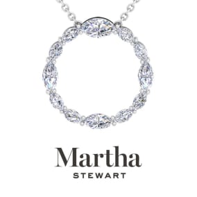Martha Stewart 4 Carat Lab Grown Diamond Marquise Circle Necklace In 14K White and Yellow Gold