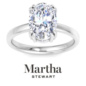 Martha Stewart 2 Carat Oval Shape Lab Grown Diamond Solitaire Engagement Ring In 14K White Gold