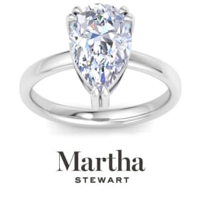 Martha Stewart 2 Carat Pear Shape Lab Grown Diamond Solitaire Engagement Ring In 14K White Gold