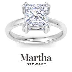 Martha Stewart 2 Carat Princess Cut Lab Grown Diamond Solitaire Engagement Ring In 14K White Gold