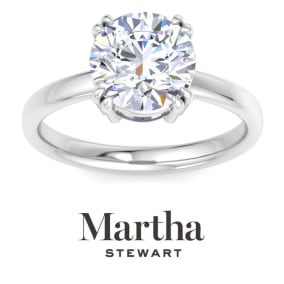 Martha Stewart 2 Carat Round Shape Lab Grown Diamond Solitaire Engagement Ring In 14K White Gold