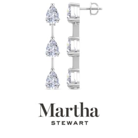 Martha Stewart 5 Carat Pear Shape Lab Grown Diamond Drop Earrings In 14 Karat White and Yellow Gold