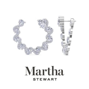 Martha Stewart™ 6 Carat Lab Grown Diamond Hoop Earrings In 14 Karat White and Yellow Gold, Heart
