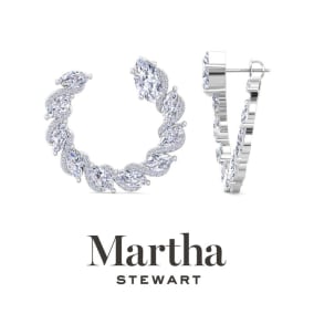 Martha Stewart 3 Carat Round Shape Lab Grown Diamond Drop Earrings In 14 Karat White and Yellow Gold