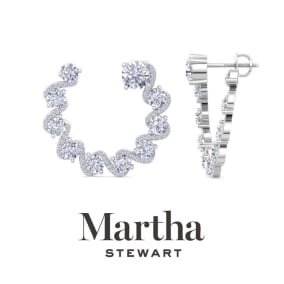 Martha Stewart 3 Carat Heart Shape Lab Grown Diamond Drop Earrings In 14 Karat White and Yellow Gold