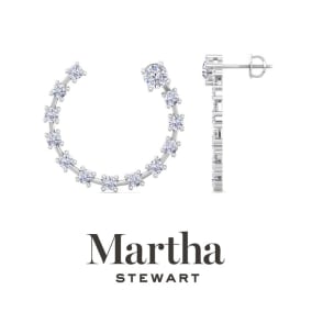Martha Stewart 6 Carat Lab Grown Diamond Hoop Earrings In 14 Karat White and Yellow Gold, Marquise