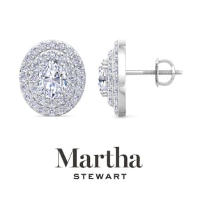 Martha Stewart 5 Carat Lab Grown Diamond Hoop Earrings In 14 Karat White and Yellow Gold, Oval