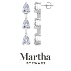 Martha Stewart 3 Carat Pear Shape Lab Grown Diamond Drop Earrings In 14 Karat White and Yellow Gold