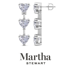 Martha Stewart 3 Carat Heart Shape Lab Grown Diamond Drop Earrings In 14 Karat White and Yellow Gold