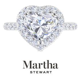 Martha Stewart 4 Carat Heart Shape Lab Grown Diamond Hidden Halo Engagement Ring In 14K White Gold